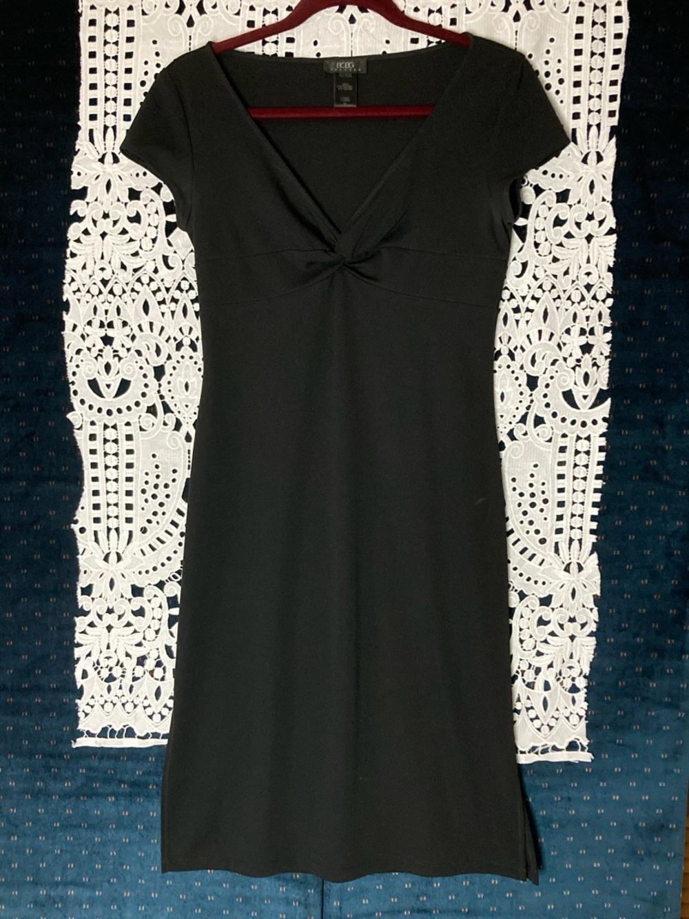 BCBG Black Twist-Front Midi Dress